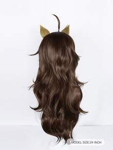 Peluca sintética cosplay largo ondulado con tupe - Marrón - Ver 2