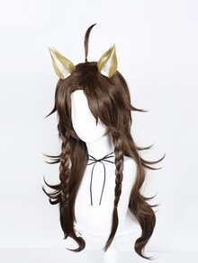 Peluca sintética cosplay largo ondulado con tupe - Marrón - Ver 5