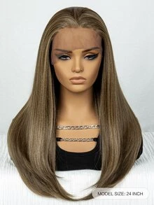 13*1 Lace Front Long Straight Synthetic Wig - Ombre - View 2