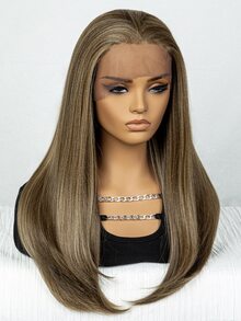 13*1 Lace Front Long Straight Synthetic Wig - Ombre - View 4