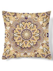 1pc Fabric Cushion Cover, Boho Mandala Pattern Decorative Throw Pillow Case Without Filler For Sofa