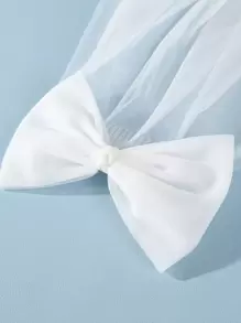 蝴蝶结装饰新娘面纱情人节情人节婚礼面纱新娘秋季服装女士 - 白色 - 查看 6