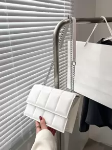 Mini Quilted Flap Chain Square Bag - White - View 1