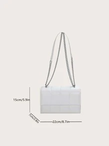 Mini Quilted Flap Chain Square Bag - White - View 8