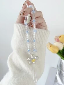 1 dây buộc điện thoại đính cườm - Màu xanh lam - Xem 2