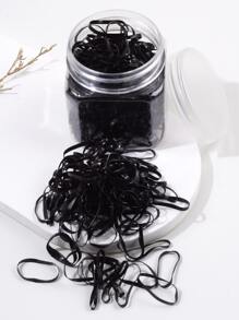 200pcs Teen Fashion Black Elastic Hair Ties, Back To School Season - Black - View 1