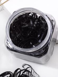 200pcs Teen Fashion Black Elastic Hair Ties, Back To School Season - Black - View 2