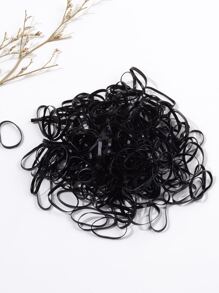 200pcs Teen Fashion Black Elastic Hair Ties, Back To School Season - Black - View 3
