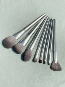 Set de 8 brochas de maquillaje, set de brochas, kit de brochas de maquillaje, set de brochas de maquillaje, set de maquillaje completo, set de brochas de maquillaje, kit de maquillaje completo, set de brochas, set de brochas de maquillaje, set de regalo de maquillaje, set - Plateado - Ver 4
