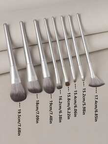 Set de 8 brochas de maquillaje, set de brochas, kit de brochas de maquillaje, set de brochas de maquillaje, set de maquillaje completo, set de brochas de maquillaje, kit de maquillaje completo, set de brochas, set de brochas de maquillaje, set de regalo de maquillaje, set - Plateado - Ver 5