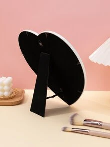 Espejo de escritorio de diseño creativo, espejo de maquillaje con diseño de corazón de 1 pieza, espejo de baño, regalo para mujeres, mamá, esposa, hermana, adolescente, amiga - Blanco - Ver 2