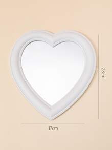 Espejo de escritorio de diseño creativo, espejo de maquillaje con diseño de corazón de 1 pieza, espejo de baño, regalo para mujeres, mamá, esposa, hermana, adolescente, amiga - Blanco - Ver 3