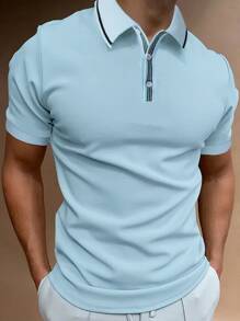 Manfinity Homme Men Contrast Trim Polo Shirt - Baby Blue - View 1