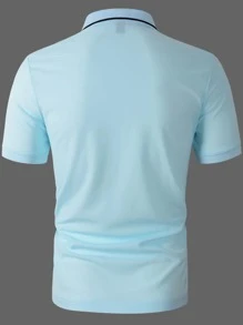 Manfinity Homme Men Contrast Trim Polo Shirt - Baby Blue - View 2