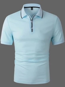 Manfinity Homme Men Contrast Trim Polo Shirt - Baby Blue - View 5