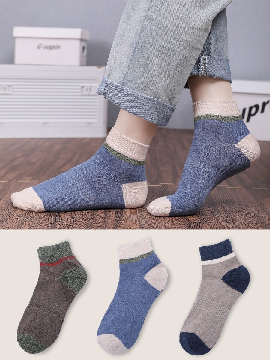 3雙撞色運動襪子 - 彩色 - 查看 1