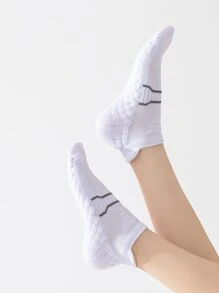 运动户外 1 双女士短粒面运动袜 - 白色 - 查看 2