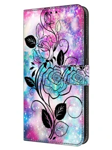 GLANDOTU Magnetic PU Leather Stand Foldable Wallet Case + TPU Anti-Shock Inner Shell Compatible With Samsung Galaxy Moto And Other Phones, Multi-Colour Rose Painting Compatible With IPhone15/15Plus/15Pro/15Promax - Multicolor - View 3