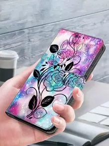 GLANDOTU Magnetic PU Leather Stand Foldable Wallet Case + TPU Anti-Shock Inner Shell Compatible With Samsung Galaxy Moto And Other Phones, Multi-Colour Rose Painting Compatible With IPhone15/15Plus/15Pro/15Promax - Multicolor - View 5