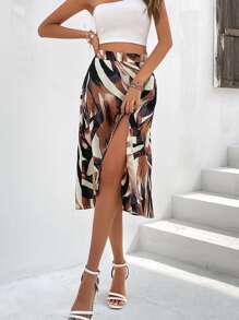 SHEIN Clasi Falda con estampado de muslo con abertura