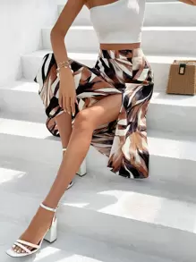 SHEIN Clasi Falda con estampado de muslo con abertura