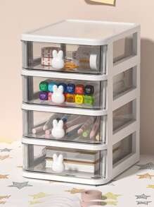 1 pieza Caja de almacenamiento de papelería 4 capas - Blanco - Ver 1