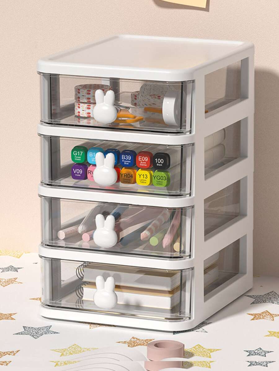 1 pieza Caja de almacenamiento de papelería 4 capas - Blanco - Ver 1