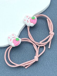 2 piezas Goma para pelo conejo & fresa - Rosa Pálido - Ver 1
