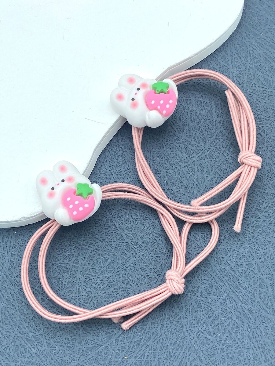 2 piezas Goma para pelo conejo & fresa - Rosa Pálido - Ver 1