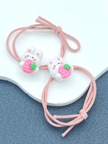 2 piezas Goma para pelo conejo & fresa - Rosa Pálido - Ver 2