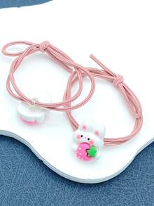 2 piezas Goma para pelo conejo & fresa - Rosa Pálido - Ver 4