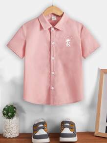SHEIN 小男童字母圖案襯衫