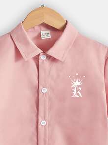 SHEIN 小男童字母圖案襯衫