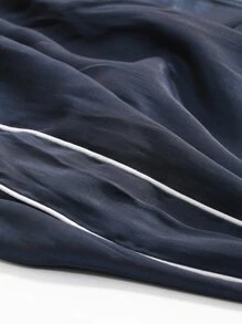 DAZY 纯色斜口袋直筒裤，女式慢跑裤 - 藏蓝色 - 查看 3