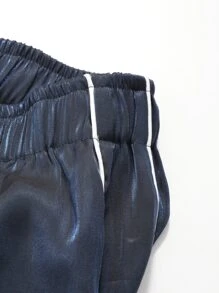 DAZY 纯色斜口袋直筒裤，女式慢跑裤 - 藏蓝色 - 查看 8