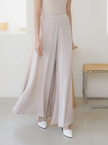 DAZY Solid Wide Leg Pants - Apricot - View 13