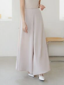 DAZY Solid Wide Leg Pants - Apricot - View 15