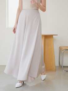 DAZY Solid Wide Leg Pants - Apricot - View 16