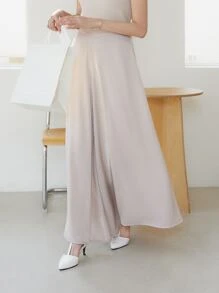 DAZY Solid Wide Leg Pants - Apricot - View 18