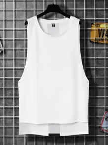 Manfinity LEGND Camiseta sin mangas para hombre con gráfico de letras, camiseta de entrenamiento con bloque de color