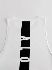Manfinity LEGND Camiseta sin mangas para hombre con gráfico de letras, camiseta de entrenamiento con bloque de color