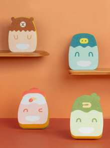 1pc Plastic Cleaning Sponge, Cartoon Duck Design Scouring Pad For Household - Green - View 4