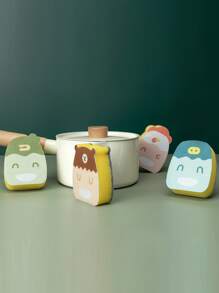 1pc Plastic Cleaning Sponge, Cartoon Duck Design Scouring Pad For Household - Green - View 5