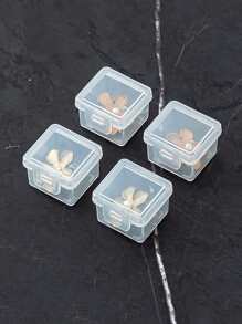 4pcs/set PP Mini Jewelry Storage Box, Minimalist Clear Square Jewelry Box For Home - Clear - View 1