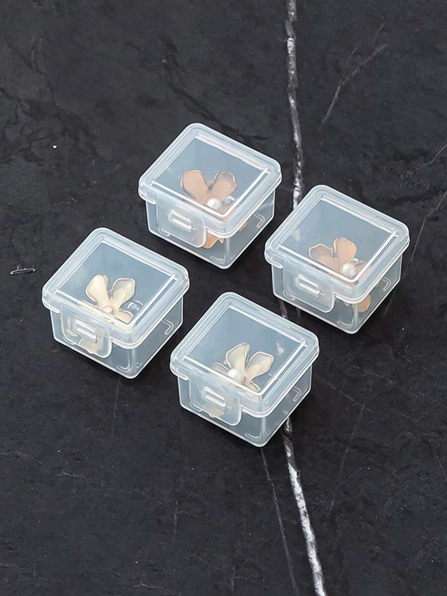 4pcs/set PP Mini Jewelry Storage Box, Minimalist Clear Square Jewelry Box For Home - Clear - View 1