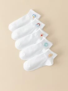 5pairs Cartoon Graphic Ankle Socks - White - View 1