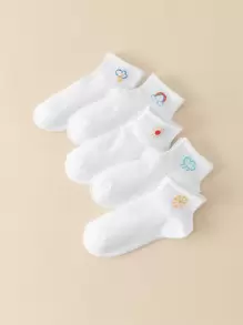 5pairs Cartoon Graphic Ankle Socks - White - View 3