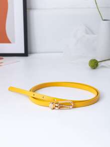 1 chiếc thắt lưng da mỏng đa năng nhiều màu thời trang dành cho nữ, thắt lưng trang trí cho váy hoặc áo len, thắt lưng PU mỏng có khóa kim cho quần Halloween mùa hè, trường học mùa thu, mùa thu, Halloween - Màu vàng - Xem 1