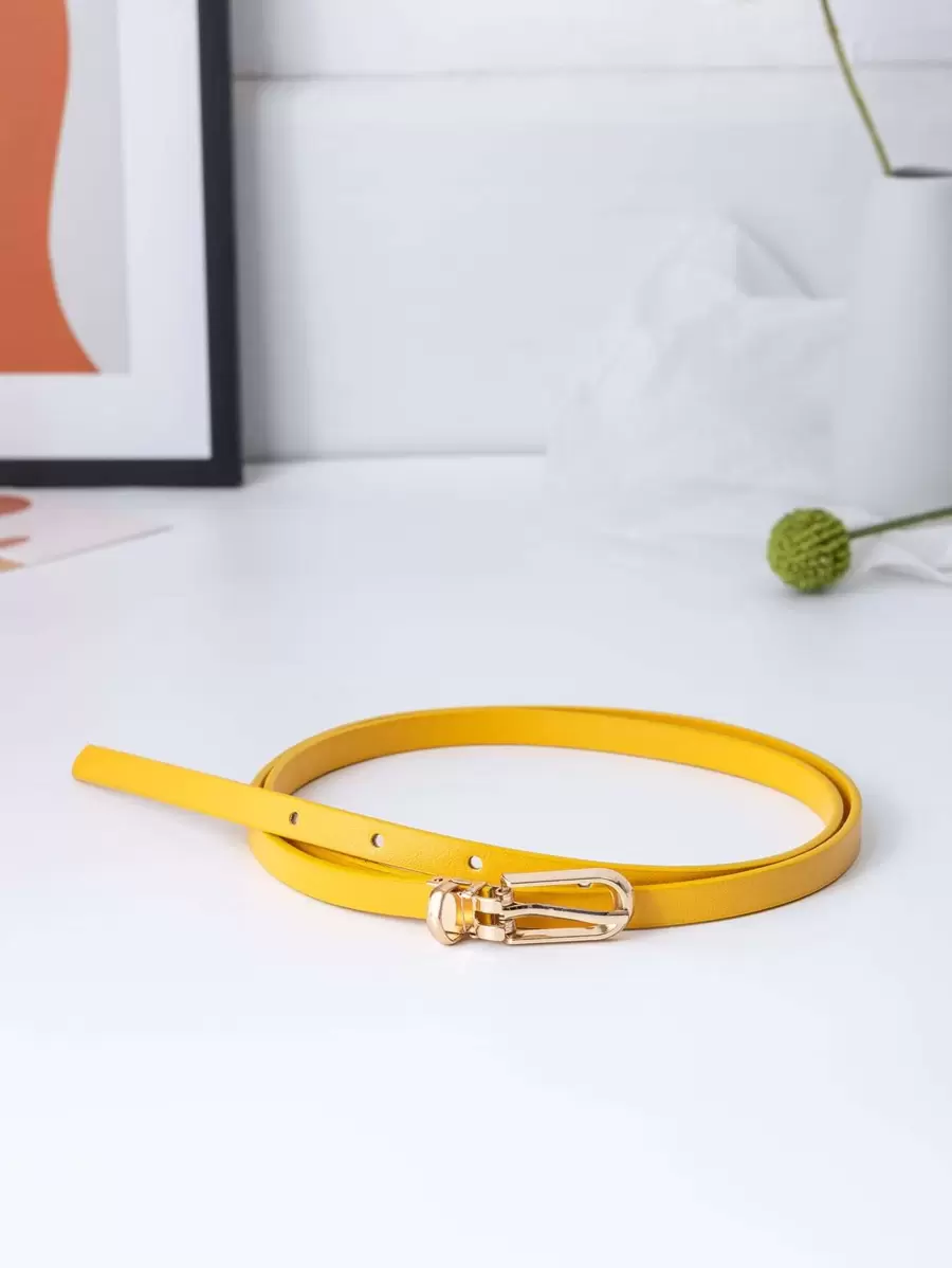 1 chiếc thắt lưng da mỏng đa năng nhiều màu thời trang dành cho nữ, thắt lưng trang trí cho váy hoặc áo len, thắt lưng PU mỏng có khóa kim cho quần Halloween mùa hè, trường học mùa thu, mùa thu, Halloween - Màu vàng - Xem 1