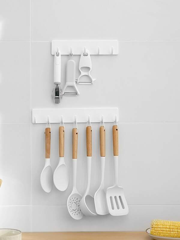 1pc Multifunction Plastic Hanging Storage Rack, Minimalist White